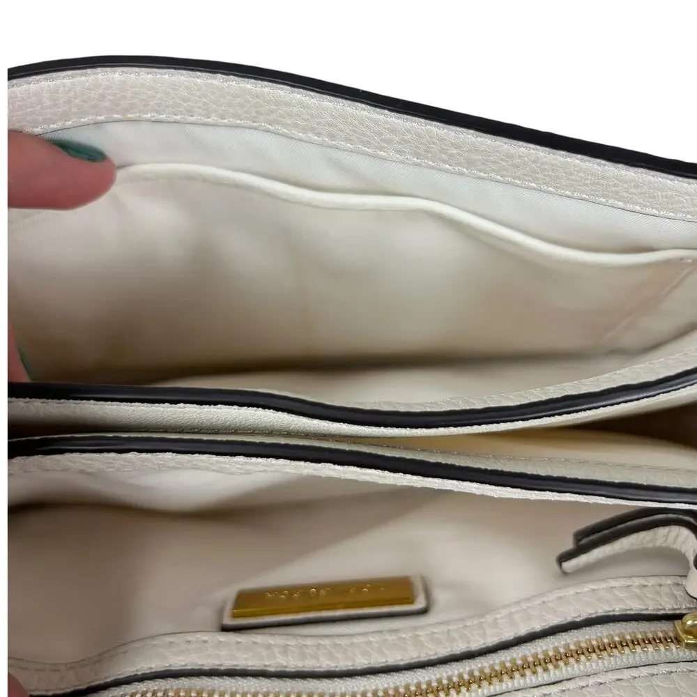 Tory Burch White Pebbled Leather Top Handle Convertible Shoulder Bag